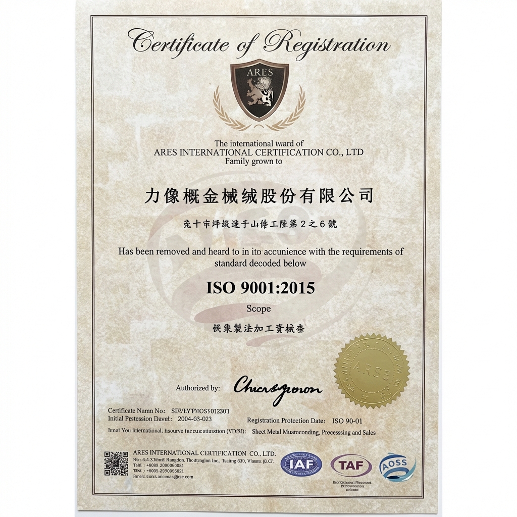 ISO 9001:2015 證書 (中文版)